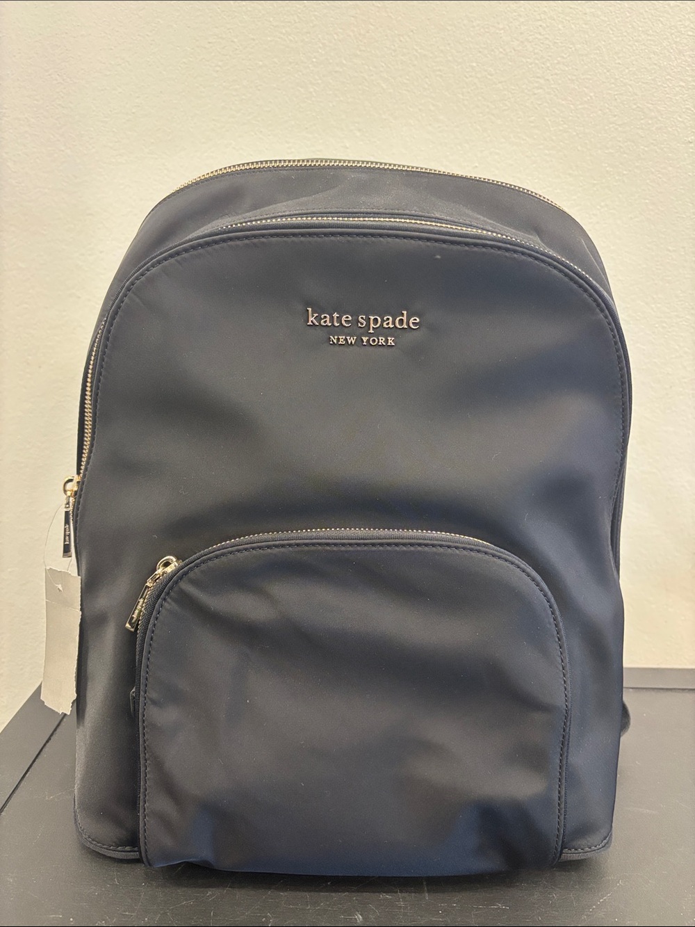 Kate Spade Black Nylon Backpack with Gold Hardware